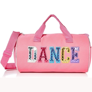 Bolsa Deportiva Rosa con Letras de Lentejuelas Coloridas, Capacidad de 30-40L, Material 600D - Product Image 1