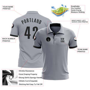 Polo personnalisé imprimé par sublimation 100% polyester, vêtements de sport de golf, uniforme d'équipe de club, vente en gros OEM, nom et logo personnalisés - Product Image 3