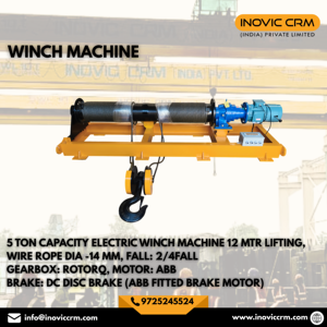 รอกไฟฟ้าอุตสาหกรรม INOVIC 5 ตัน รุ่น Heavy Duty พร้อมสายสลิงอลูมิเนียมอัลลอยด์ 30 เมตร มอเตอร์ Rotorq ระบบเบรกดิสก์ ABB DC แรงดันไฟฟ้า 415V - Product Image 2