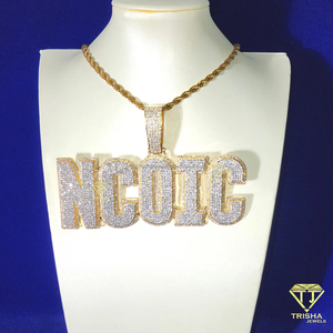 Pendentif personnalisé avec lettre initiale Hip Hop élégant fabriqué en argent 925 avec des diamants de haute qualité cultivés en laboratoire VVS - Product Image 3