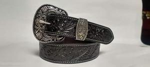 2026 New Wholesale Hand <b>Tooled</b> Full Grain <b>Leather</b> Unisex Durable Eco-Friendly Western Pin Buckle Solid Pattern Belts - Product Image 3
