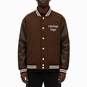 Men's <b>Classic</b> Letterman Jacket with Contrast Sleeves for College and Casual Style - Product Image 6