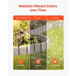 หินเทียมแนวนอนขอบ47.2x9นิ้วขอบสนามหญ้าจางทนต่อการขุดไม่มีขอบ - Product Image 6