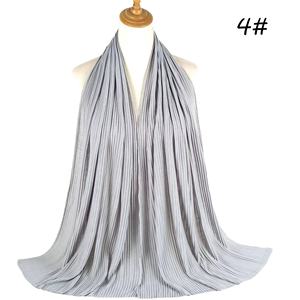 Hijab en jersey de coton de haute qualité pour femmes, foulard côtelé froissé, voile musulman doux, léger et respirant 85x180cm - Product Image 3