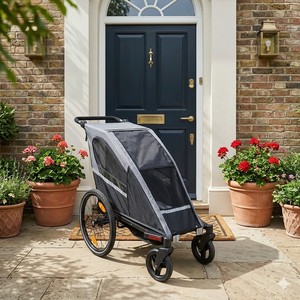 TC-2024S Easy Folding Stroller <b>Trailer</b> Jogger 3 in 1 Single Seat & Aluminum Frame Lightweight Design - Product Image 2