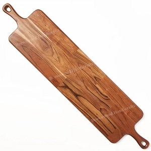 Tabla de cortar de madera grande de doble Mango, tabla de cortar segura para alimentos, carne, barbacoa, bloque de carnicero, plato para servir con asa para Cocina - Product Image 5