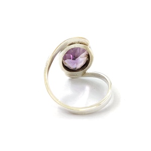 Bague en argent sterling 925 faite à la main pierre précieuse améthyste naturelle violet pierre spirituelle réglage de tension mignon pour les mariages fêtes - Product Image 3
