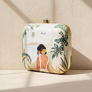 Elegante Bolso de Mano con Estampado de Flores Amarillas para Mujer, Ideal para Fiestas y Eventos Formales - Product Image 2