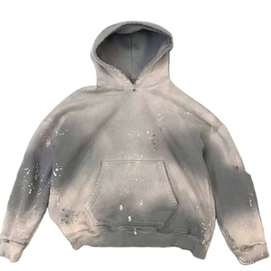 Sweat à capuche homme délavé à l'acide, coupe oversize, personnalisable, style streetwear vintage, en molleton bouclette de coton - Product Image 4