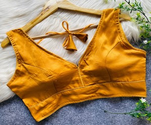 Women's Mustard Yellow Choli Crop <b>Top</b> Stretchable Regular Fit Indian Pakistani Ethnic Wear Summer Beach Style LDB 85284 - Product Image 1