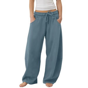 Fashion Women's Hip Hop Winter Baggy Leg Sweatpants <b>Drawstring</b> <b>Trousers</b> Elastic Waist Wide Leg 100% Cotton Streetwear Pockets - Product Image 4