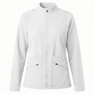 Vestes d'infirmière personnalisables à prix de gros, coupe athlétique, tissu performant en mélange de spandex, poches à double fermeture éclair, uniformes de travail - Product Image 6