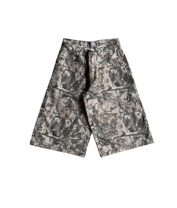 High Quality Retro <b>Men</b> Baggy <b>Jean</b> Shorts Hip Hop Printed Denim Summer Streetwear Loose Fit Unisex Casual Wide Leg Camo Shorts - Product Image 4