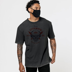 เสื้อยืดผู้ชายลายพิมพ์กะโหลกศีรษะ แขนสั้น คอกลม ทรงปกติ ผ้าฝ้าย 100% ดีไซน์ลำลอง - Product Image 1