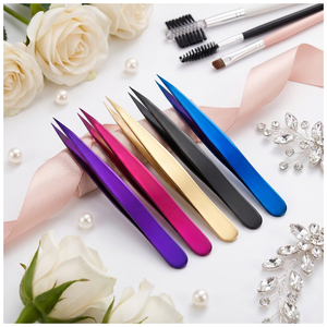 Pinces à épiler en gros en acier inoxydable avec poignée antidérapante pour l'entretien des sourcils, idéales pour les maquilleurs et les salons de beauté - Product Image 1