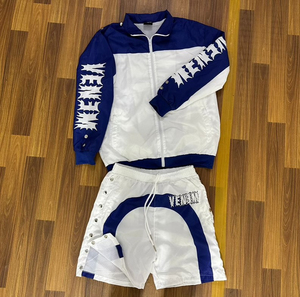 Personalized Logo Windbreaker Shorts Set Nylon Full <b>Zip</b>-<b>Up</b> Two Piece Lightweight Windbreaker Short Set Men's - Product Image 1