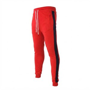 Nouvel ensemble de survêtement personnalisé pour homme, couleur rouge, col montant, veste zippée et pantalon, tenue décontractée d'automne en polyester et coton tricoté - Product Image 5