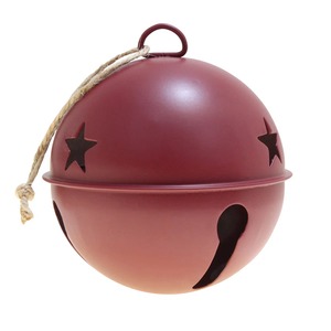 Campana Metálica Roja Redonda para Colgar en el Árbol de Navidad, Adorno Clásico Rústico con Diseño de Estrella Recortada - Product Image 1