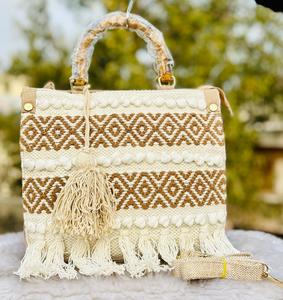 Woven Tassel Handbag Large Capacity Shoulder Wallet Zipper <b>Purse</b> for Daily Gift - Product Image 1