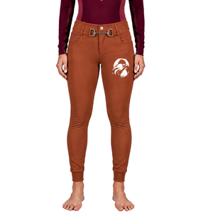 Pantalon d'équitation marron chocolat pour femme, taille haute, extensible, avec passants de ceinture, pour la compétition et l'entraînement, vêtement de sport - Product Image 1