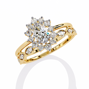 Ensemble de bagues de fiançailles et de mariage vintage à double bande éternelle en or 14K 18K avec diamant ovale solitaire de laboratoire certifié IGI 0,65 CTW - Product Image 6