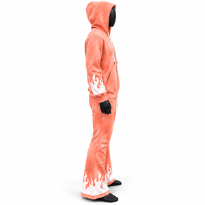 Conjunto de Sudadera con Capucha y Pantalones Deportivos Personalizados para Fabricantes, Estilo Streetwear, con Parches, Lavado Ácido, Remaches y Cremallera - Product Image 3