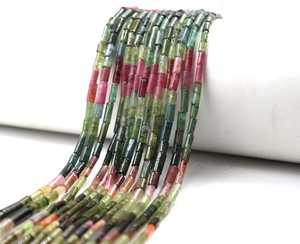 Perles de rondelle de tourmaline à facettes pastèque Forme de tube multi-tourmaline Lisibilité et visibilité améliorées pour le moteur de recherche - Product Image 5