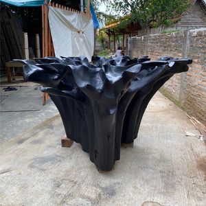 TEAK ROOT CONSOLE <b>TABLE</b> BLACK PAINTED - Product Image 1