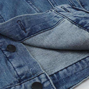 Veste en jean ample pour homme, 100 % coton, col montant, coupe oversize, délavage clair, idéale pour l'hiver - Product Image 4