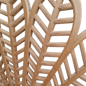 Cabecero de Cama de Madera Tallada con Diseño de Hoja de Palma, Acabado Natural, Estilo Bohemio, Madera Sintética, Decoración para Sala de Estar - Product Image 4