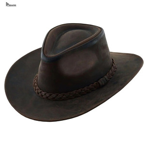 Sombrero de Vaquero de Cuero Personalizado, Estilo Deportivo Unisex, Sombrero de Gamuza Marrón de Ala Ancha para Exteriores, Sombrero para Adultos - Product Image 1