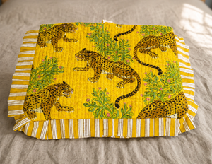Housse de livre rayée 100% coton, faite à la main, avec bordure bleue, pliable, fermeture éclair, poignée à cordon, pour voyage, mode, usage quotidien - Product Image 4