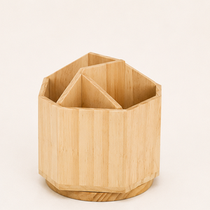 Porte-ustensiles vintage pour comptoir de cuisine, organisateur de couverts en bois écologique avec séparateurs amovibles et 8 compartiments - Product Image 1