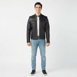 High Quality XL <b>Mens</b> Stand Collar <b>Leather</b> <b>Jacket</b> Winter High Street Style Popular Pattern Decoration OEM Service <b>jacket</b> for <b>men</b> - Product Image 3
