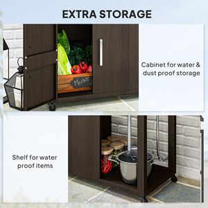 Tavolo Laterale Pieghevole con Mobiletto per Cucina Esterna, con Lavello in Acciaio Inox e Griglia di Drenaggio, Carrello per Barbecue all'Aperto - Product Image 6