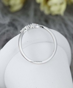 925 <b>Sterling</b> <b>Silver</b> White Curved Marquise Cut Wedding Band Marquise Diamond CZ <b>Stacking</b> Band Bridal Anniversary Engagement <b>Ring</b> - Product Image 4
