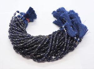 AAA Natural Iolite Faceted Cylinder Shape Beads 6x10MM Iolite Gemstone Beads 10 Inch Strand Faceted Iolite Fancy Oval Shape Bead - Product Image 5