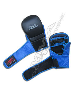 Gants de MMA en cuir PU bleu et noir en gros - Mitaines de combat personnalisées pour l'entraînement et la compétition - OEM ODM disponibles - Product Image 2