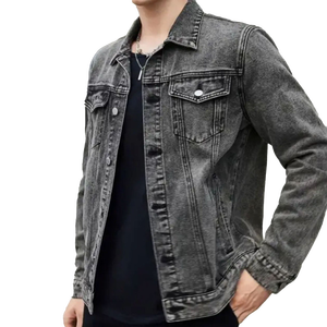 OEM <b>Mens</b> <b>Denim</b> Jean <b>Jacket</b> Casual Outwear Fall <b>Jacket</b> <b>Denim</b> Button up Coat Oversize <b>Denim</b> <b>Jacket</b> for <b>Men</b> acidwash fashion casual - Product Image 6