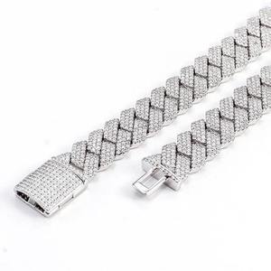 Premium Fine <b>Mens</b> Silver Material Custom Link <b>Chain</b> Necklace Silver Plated Round Cut Moissanite Hiphop Style Jewelry Accessories - Product Image 4