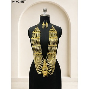 Ensemble de collier long plaqué or style français pour femmes, ensemble de bijoux Toulouse, ensemble de bijoux élégant pour soirée, parure de bijoux femme - Product Image 4