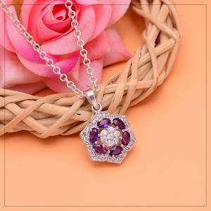 Colgante de plata de ley 925 con piedra amatista, joyería hecha a mano, elegante regalo de aniversario, collar para mujer - Product Image 2