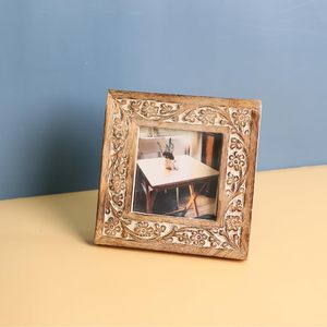 Carved Floral Square <b>Wooden</b> <b>Picture</b> <b>Frame</b> Solid Wood Photo <b>Frame</b> Decorative Wall Tabletop <b>Frame</b> for Home Office Living Room - Product Image 5