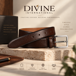 Ceinture en cuir véritable de qualité supérieure pour homme, ceinture de taille classique et élégante de Divine International - Product Image 5