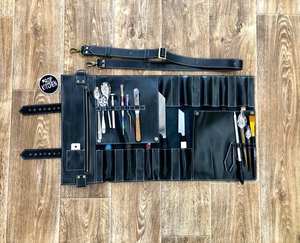 Organisateur de couteaux de chef en cuir véritable durable, de luxe, décontracté, multifonctionnel, portable LBKR-0060 - Product Image 1
