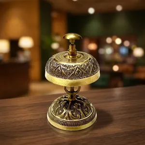 Cloche de service vintage en laiton, cloche décorative pour comptoir de réception, cloche d'appel pour hôtel, restaurant, bureau, cloche de table, décoration de maison, cadeau - Product Image 4