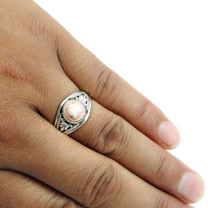 Nueva Joyería Vintage para Mujer Hecha a Mano con Plata de Ley 925, Anillo Estilo Boho Retro con Gema de Rodocrosita de Corte Redondo - Product Image 3