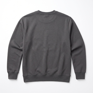เสื้อสเวตเชิ้ตคอกลมสีเทาเข้มสำหรับผู้ชาย ทรงปกติ สีพื้น โลโก้พิมพ์ลายด้วยความร้อนด้านหน้า สไตล์ลำลองสำหรับฤดูใบไม้ผลิ ผ้าทอ 100% คอตตอน - Product Image 2