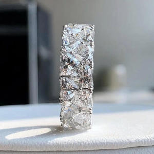 Bague empilable en argent sterling avec moissanite taille cœur et diamants double face, pour fiançailles, mariage, anniversaire, cadeau pour homme - Product Image 6