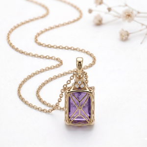 Colgantes y Dijes Finos de Lujo con Corte Esmeralda en Violeta, Oro Blanco, Joyería de Acuario y Piscis, Colección de Regalos Exclusivos, Más Vendidos 2026 - Product Image 3